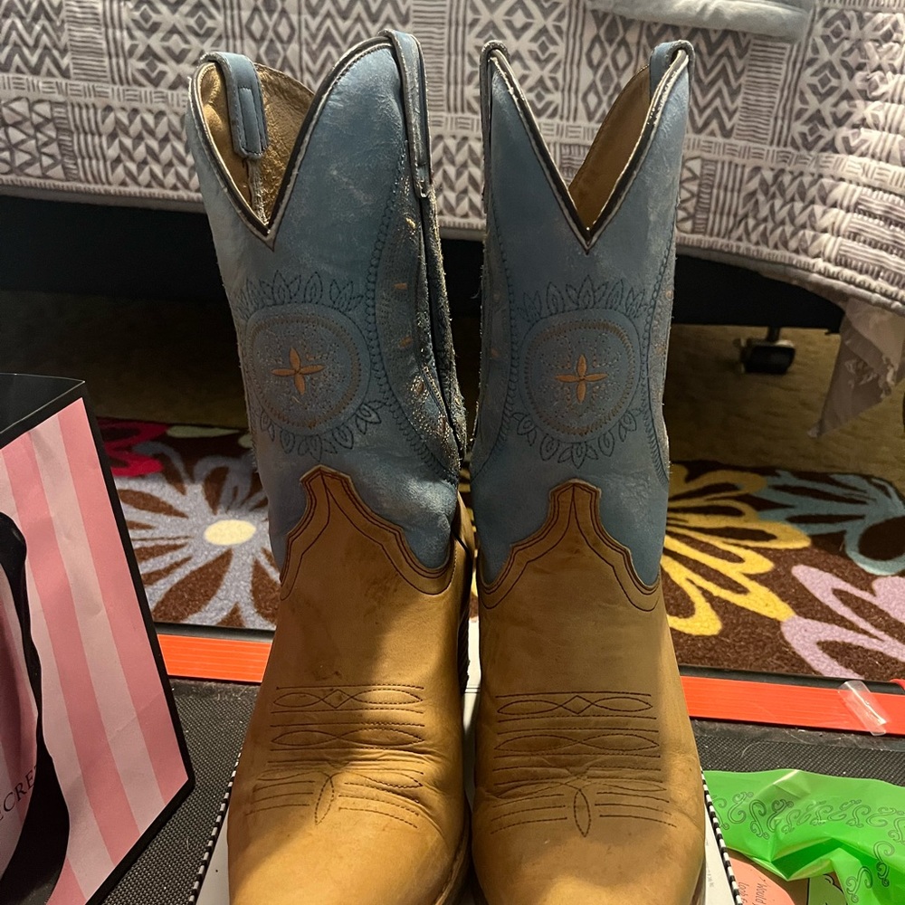 Blue and Tan Cowgirl Boots